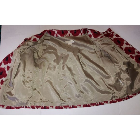 Michael by Michael Kors Abstract Floral Tan and Red Linen Jacket Women's Medium - Picture 6 of 6